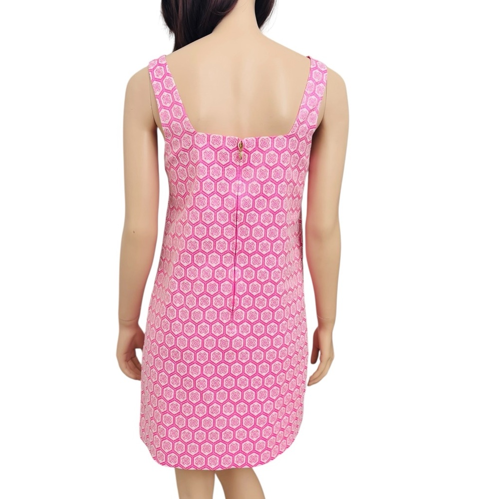 NWOT Lilly Pulitzer Pink Pink Shift Mini Dress Sleeveless Embellished Neckline - Picture 8 of 13
